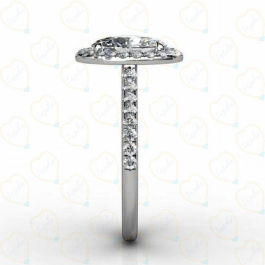 1.00 TCW Oval Cut Halo Lab Grown Diamond Ring for Women