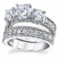 1.30 TCW Round Brilliant Cut Bridal Set Lab-Grown Diamond Ring