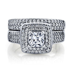 1.00 TCW Princess Cut Bridal Set Lab Grown Diamond Ring for Women