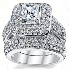 1.00 TCW Princess Cut Bridal Set Lab Grown Diamond Ring for Women