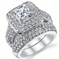 1.00 TCW Princess Cut Bridal Set Lab Grown Diamond Ring for Women