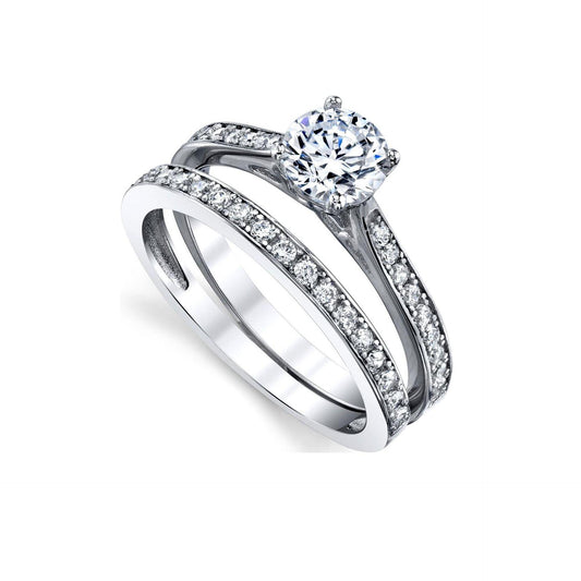 1.00 TCW Round Brilliant Cut Bridal Set Lab-Grown Diamond Ring for Women