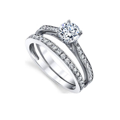 1.00 TCW Round Brilliant Cut Bridal Set Lab-Grown Diamond Ring for Women