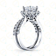 1.50 TCW Round Brilliant Cut Bridal Set Lab Grown Diamond Ring for Women