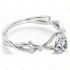 1.00 TCW Pear Cut Twisted Lab Grown Diamond Ring for Women