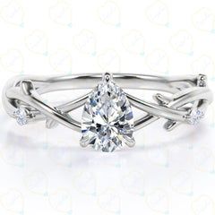 1.00 TCW Pear Cut Twisted Lab Grown Diamond Ring for Women