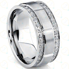 Anello con diamante taglio brillante rotondo Eternity Lab Grown