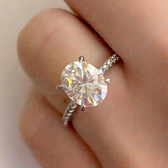 2.00 TCW Oval Cut Solitaire With Accents Lab Grown Diamond Ring for Women