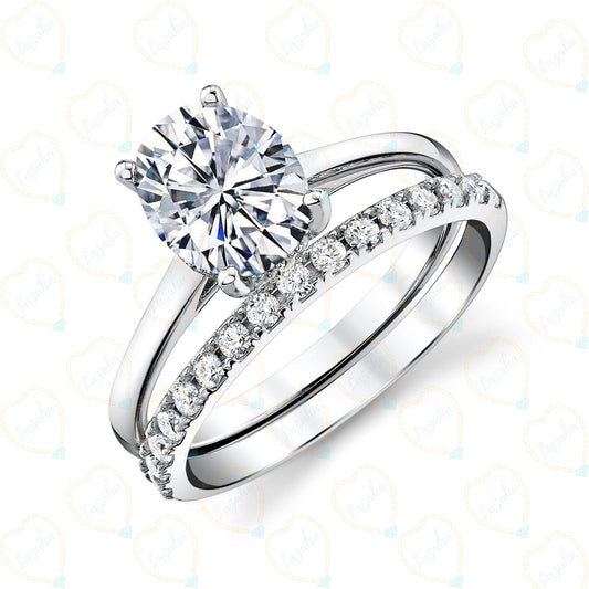 1.00 TCW Oval Cut Bridal Set Lab Grown Diamond Ring for Women