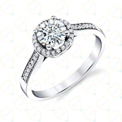 1.00 TCW Round Brilliant Cut Halo Lab Grown Diamond Ring for Women