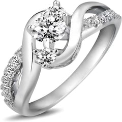 1.00 TCW Round Brilliant Cut Twisted Lab Grown Diamond Ring for Women