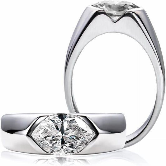 1.00 TCW Marquise Cut Solitaire Lab Grown Diamond Ring for Women