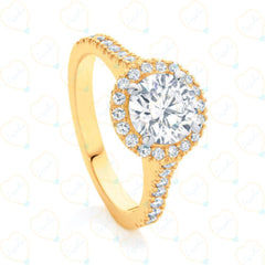 Round Brilliant Cut Halo Lab Grown Diamond Ring for Women