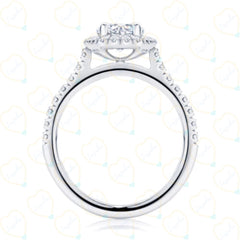 Anello con diamante Halo Lab Grown taglio brillante rotondo per donna