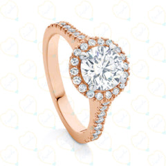 Round Brilliant Cut Halo Lab Grown Diamond Ring for Women