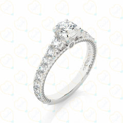 Round-Brilliant Cut Solitaire With Accents Lab Grown Diamond Ring