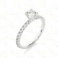 Princess Cut Solitaire With Accents Lab Grown Diamond Ring for Women