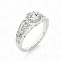 Round Brilliant Cut Split Shank Lab Grown Diamond Ring for Women