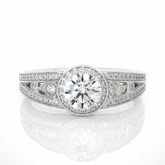 Round Brilliant Cut Split Shank Lab Grown Diamond Ring for Women