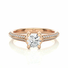 1.00 TCW Round Brilliant Cut Solitaire With Accent Lab Grown Diamond Ring for Women