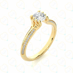 1.00 TCW Round Brilliant Cut Solitaire With Accent Lab Grown Diamond Ring for Women