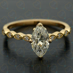 1.50 TCW Marquise Cut Solitaire With Accents Lab Grown Diamond Ring for Women