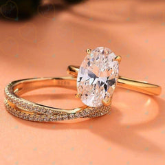 2.00 TCW Oval Cut Bridal Set Lab Grown Diamond Ring for Women