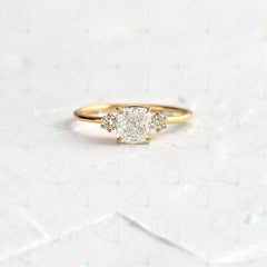 1.00 TCW Cushion Cut 3 Stone Lab Grown Diamond Ring for Women