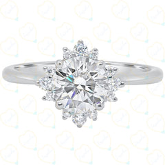 2.00 TCW Round Cut Halo Lab Grown Diamond Ring for Women