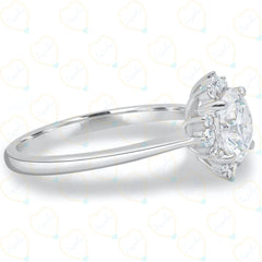 Anello con diamante Halo Lab Grown taglio rotondo TCW da donna