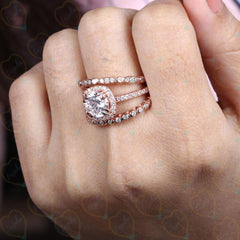 1.25 TCW Round Cut Bridal Set Lab Grown Diamond Ring for Women