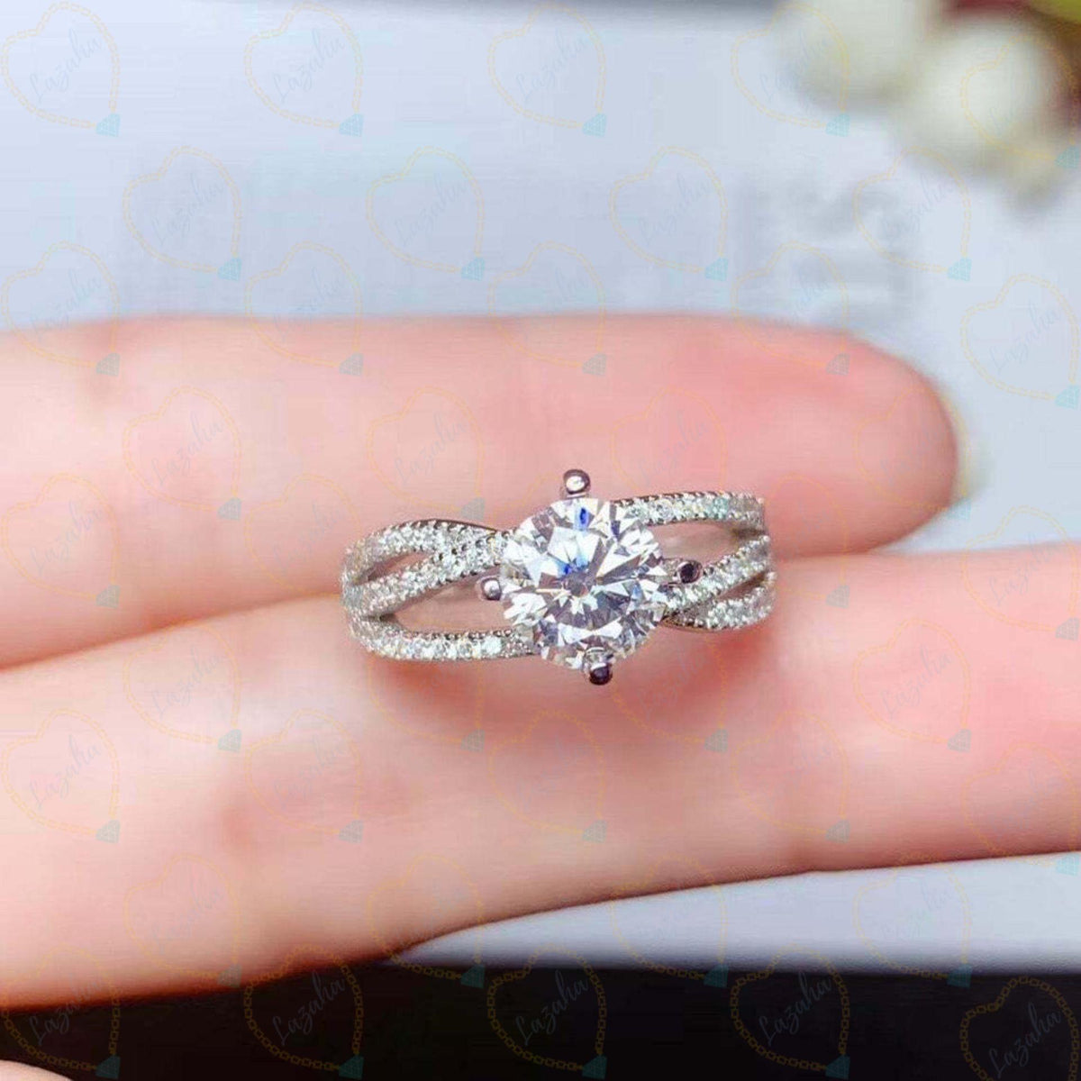 1.30 TCW Round Cut Twisted Lab Grown Diamond Ring for Women