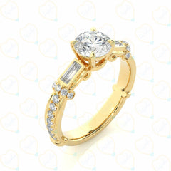 Round Brilliant Cut Unique Lab Grown Diamond Ring for Women