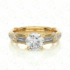 Round Brilliant Cut Unique Lab Grown Diamond Ring for Women