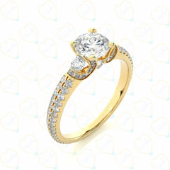 Round-Brilliant Cut Solitaire With Accents Lab-Grown Diamond Ring for Her