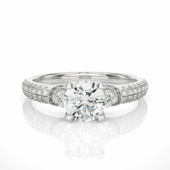 Round-Brilliant Cut Solitaire With Accents Lab-Grown Diamond Ring for Her