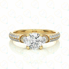 Round-Brilliant Cut Solitaire With Accents Lab-Grown Diamond Ring for Her