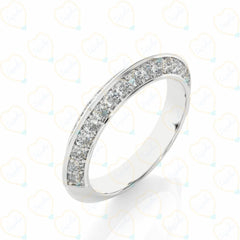 0.85 TCW Round Brilliant Cut Half Eternity Lab Grown Diamond Ring for Women