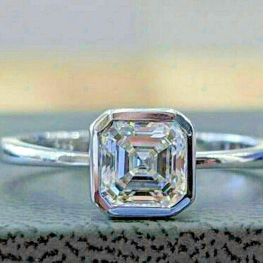 1.50 TCW Asscher Cut Solitaire Lab Grown Diamond Ring for Women