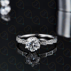 1.00 CTW Round Cut Hidden Halo Lab Grown Diamond Ring for Women