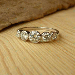 1.00 CTW Round Cut 5 Stone Lab Grown Diamond Ring for Women