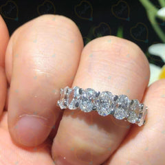 3.50 CTW Oval Cut Half Eternity Lab Grown Diamond Ring for Women