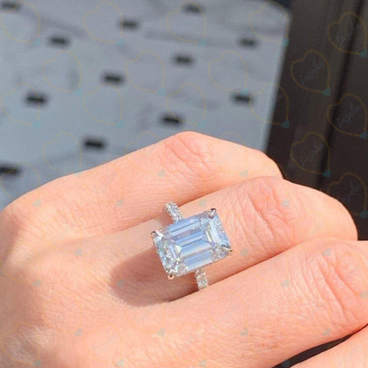 2.50 CTW Emerald Cut Solitaire With Accents Lab Grown Diamond Ring for Women