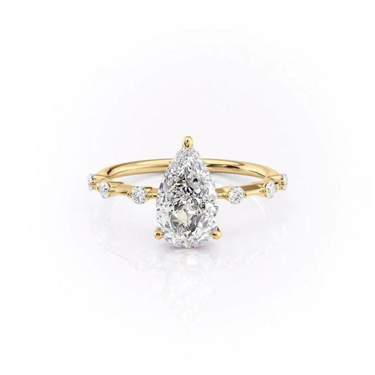 1.70 TCW Pear Cut Solitaire With Accents Lab Grown Diamond Ring for Women