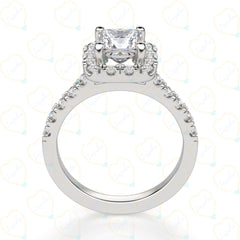 1.00 CTW Princess Cut Halo Lab Grown Diamond Ring for Women