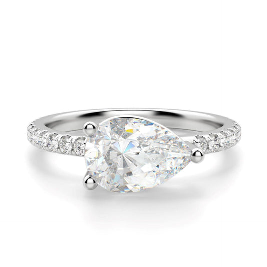 1.20 CTW Pear Cut Solitaire With Accents Lab Grown Diamond Ring for Women