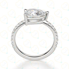 1.20 CTW Pear Cut Solitaire With Accents Lab Grown Diamond Ring for Women