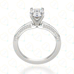 0.80 CTW Oval Cut Split Shank Lab Grown Diamond Ring for Women