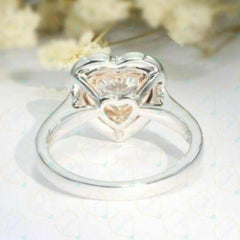 1.00 TCW Heart Cut Double Halo Lab Grown Diamond Ring for Women