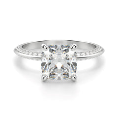 1.50 CTW Cushion Cut Solitaire With Accents Lab Grown Diamond Ring for Women